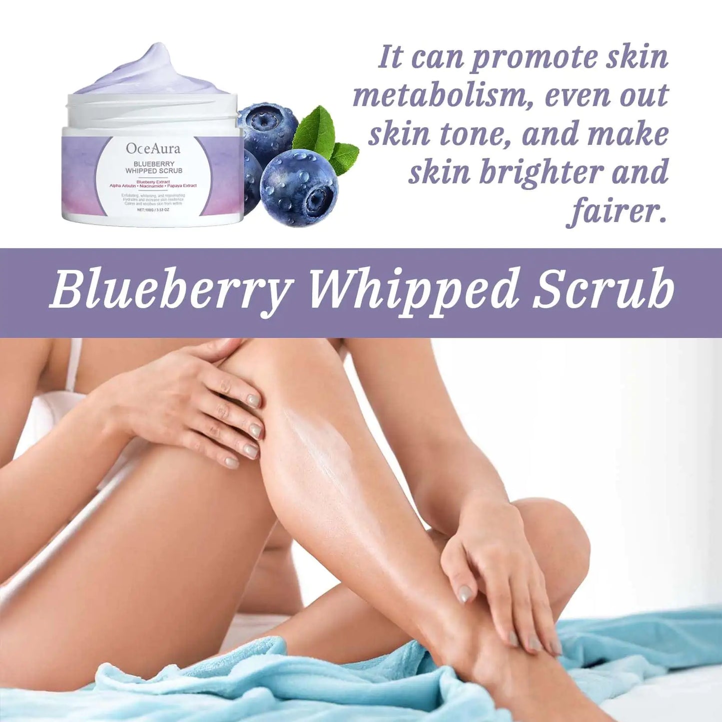 OceAura Blueberry Whipped Scrub, Dull Brightening Skin Scrub