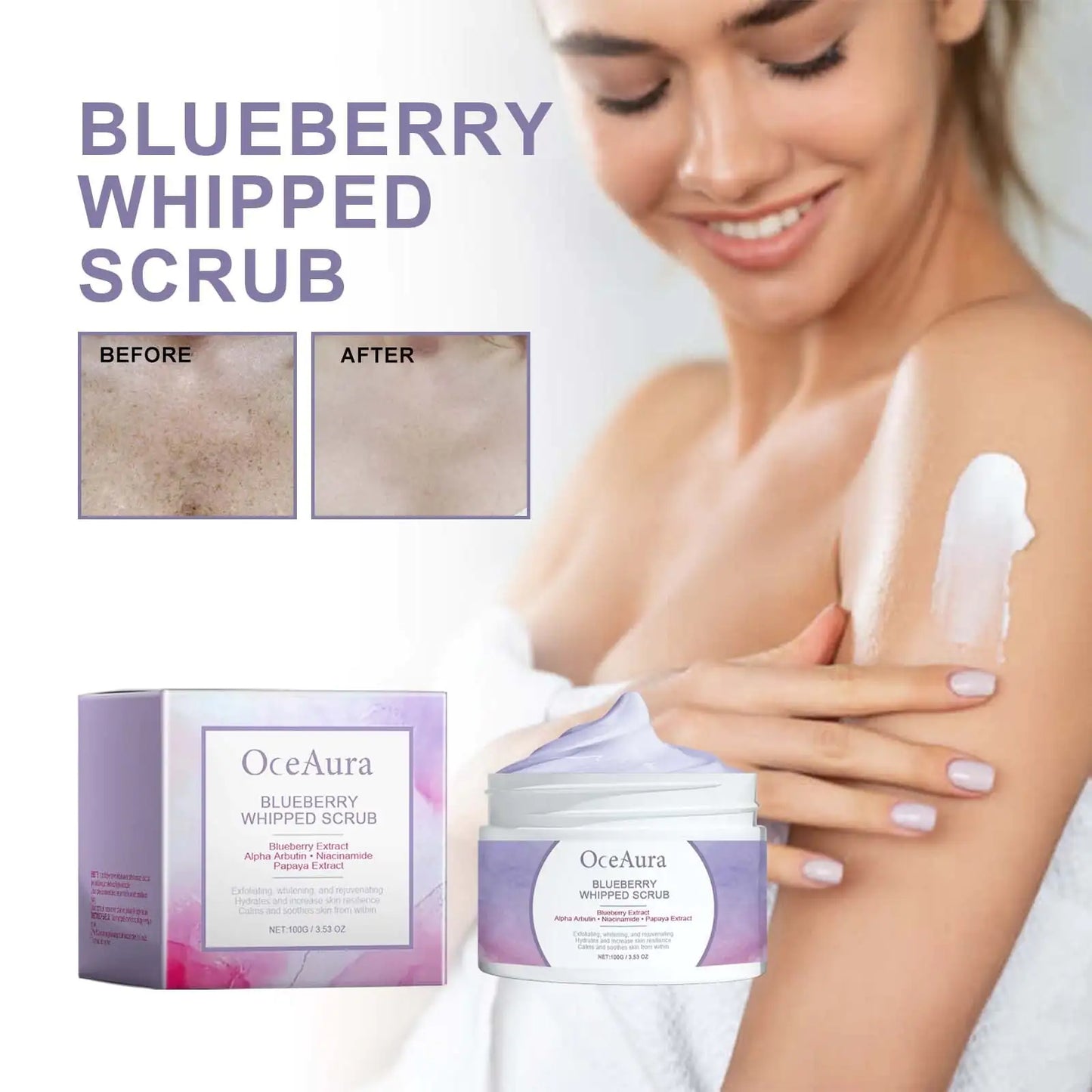 OceAura Blueberry Whipped Scrub, Dull Brightening Skin Scrub